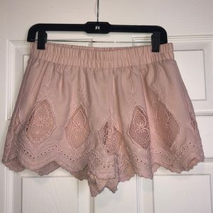 Light Pink Detailed Shorts